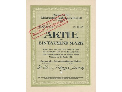 Akcie, Amperwerke Elektricitäts, Aktiengesellschaft, 1000 Reichsmark, 1925
