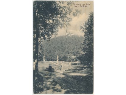 57 - Rychnovsko, Skuhrov nad Bělou, oživená partie z Orlických hor, 1920
