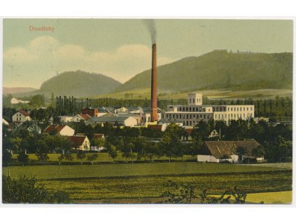 57 - Rychnovsko, Doudleby nad Orlicí, pohled na Textilní továrnu, cca 1911