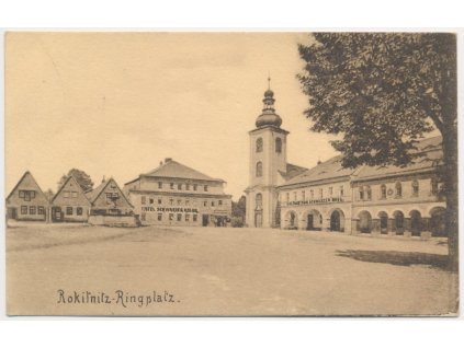 57 - Rychnovsko, Rokytnice v Orlických horách, Hotel, Gasthof, Náměstí, cca 1915