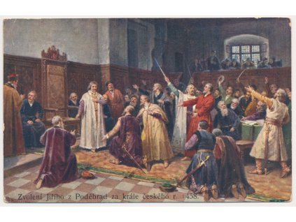 Zvolení Jiřího z Poděbrad za krále českého r. 1458, cca 1909