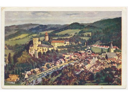 13 - Českokrumlovsko, Rožmberk nad Vltavou, celkový pohled, cca 1926