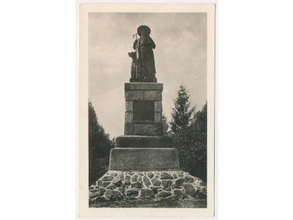 15 - Domažlicko, Újezd, Pomník Jana Sladkého Koziny na Hrádku, cca 1948