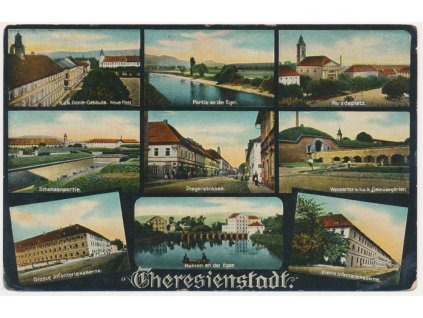 33 - Litoměřicko, Terezín, 9-ti záběr dominant města, cca 1908