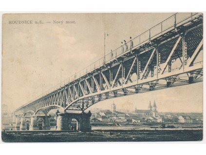 33 - Litoměřicko, Roudnice nad Labem, oživený "Nový most", cca 1912