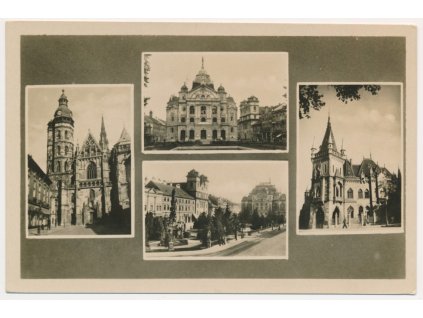 Slovensko, Košice, 4 záběr, Divadlo, Dóm, Jarubov palác, Štefánikova ul., ca 1947