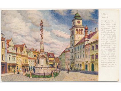 24 - Jindřichohradecko, Třeboň, oživené náměstí, V. Malý, cca 1920