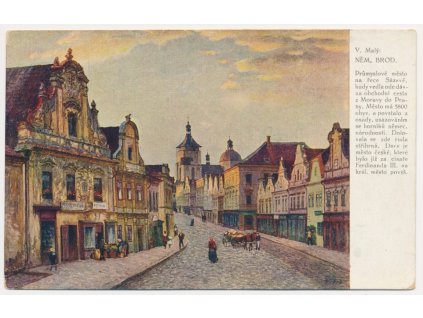 17 - Havlíčkův Brod (Německý Brod), oživená ulice, V. Malý, ca 1920