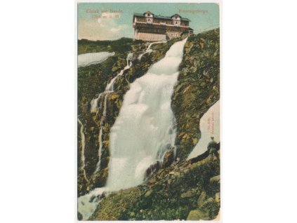 66 - Trutnovsko, Riesengebirge, Elbfall mit Baude, cca 1907