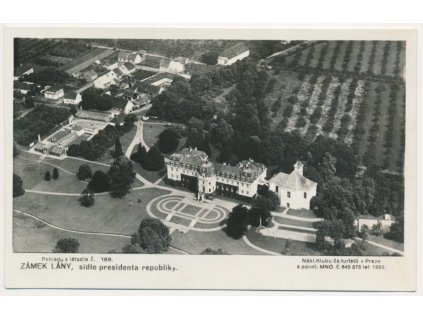 27 - Kladensko, Lány, zámek, sídlo prezidenta, pohled z letadla č. 189, cca 1923