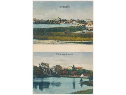 64 - Táborsko, Borotín, 2 záběr, celkový pohled, zřícenina hradu, cca 1924