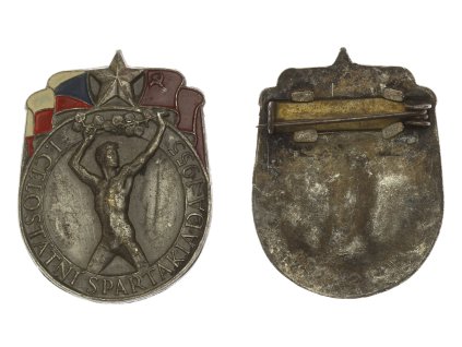 ČSSR, AE odznak I. (!!!) Celostátní spartakiáda, 1955, smalty, jehla