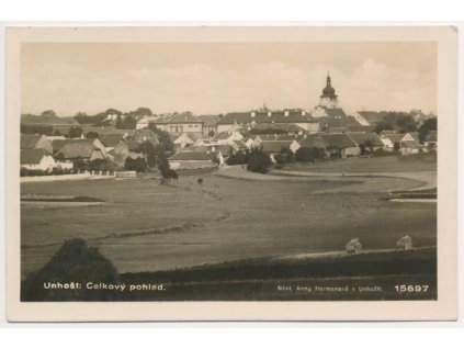 27 - Kladensko, Unhošť, celkový pohled na město, cca 1936