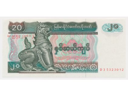 Myanmar, 20 Kyats, luxusní sběratelská jakost UNC