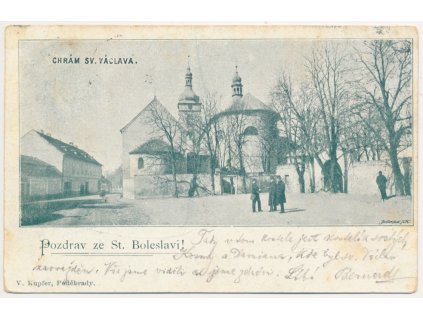 50 - Praha-východ, Stará Boleslav, oživená partie před Chrámem sv. Václava, 1902