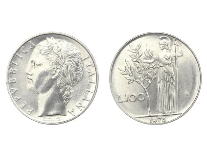 Itálie, mince 100 Lira, 1973, stav 1/1...viz autentické foto