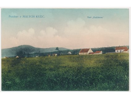 27 - Kladensko, Malé Kyšice, Nad "Kačákem", pohled na obec, cca 1909