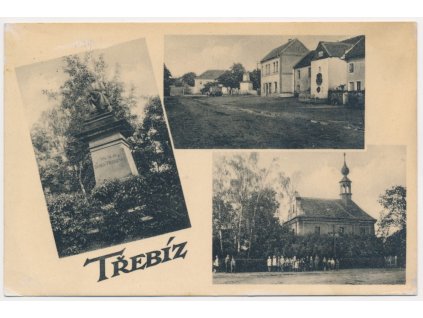 27 - Kladensko, Třebíz, 3 okénková koláž dominant obce, cca 1939