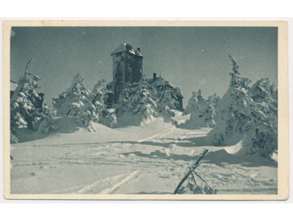 32 - Liberecko, Ještěd, zimní partie, foto E. Weymann, cca 1935