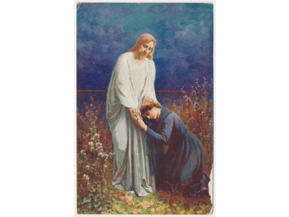 Náboženská pohlednice, Všichni v utrpení přijďte a já potěším vás, cca 1913