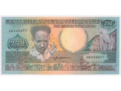 Surinam, 250 Gulden, 1988, luxusní sběratelská jakost UNC