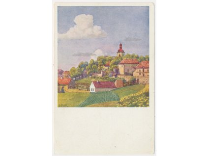 27 - Kladensko, Družec, pohled na obec, cca 1940