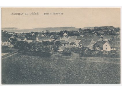 27 - Kladensko, Dříň, pohled na vesnici z Homolky, cca 1919