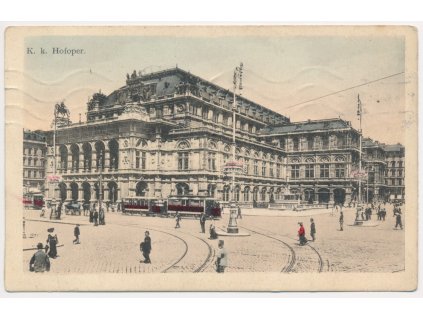 Rakousko, Vídeň (Wien), K.k.Hofoper, oživená partie před státní operou, 1932