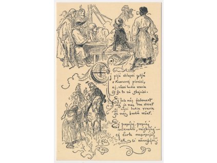 Mikoláš Aleš (1852-1913), "Ej pijú chlapci pijú...", cca 1935