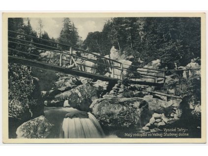 Slovensko, Vysoké Tatry, Malý vodopád vo Velkej Studenej doline, 1934