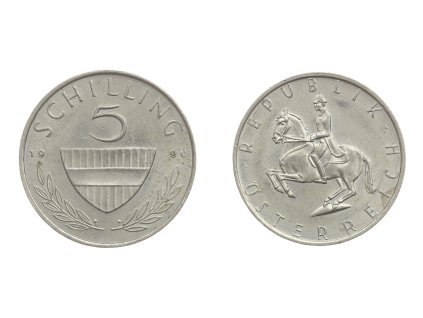 Rakousko, mince 5 Schilling, 1990, stav 1/1...viz autentické foto