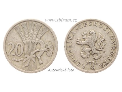 ČSR, mince 20 Haléř, 1933, R, stav 1/1