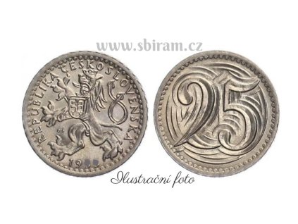 ČSR, mince 25 Haléř, 1933, stav 2/2