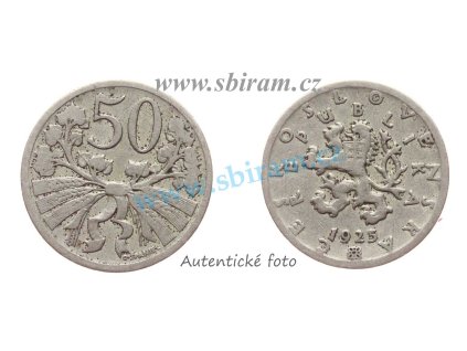 ČSR, mince 50 Haléř, 1925, stav -1/1-