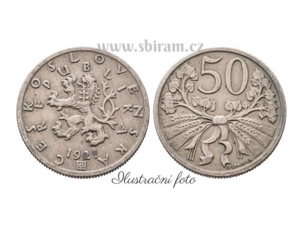 ČSR, mince 50 Haléř, 1931, stav 1/1