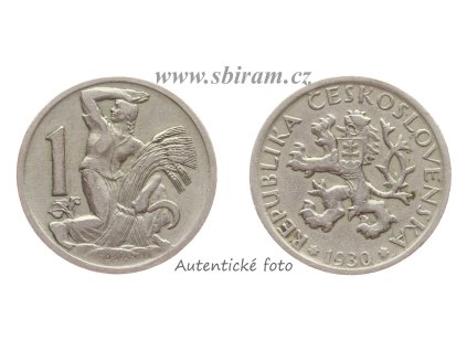 ČSR, mince 1 Koruna, 1930, stav -0/0-