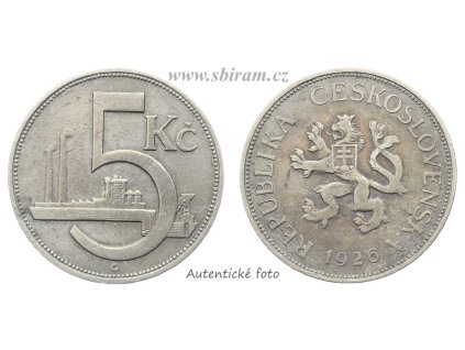 ČSR, mince 5 Koruna, 1926, stav 1/1