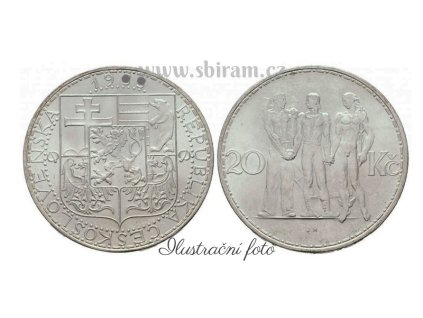 ČSR, mince 20 Koruna, 1933, stav 1/1