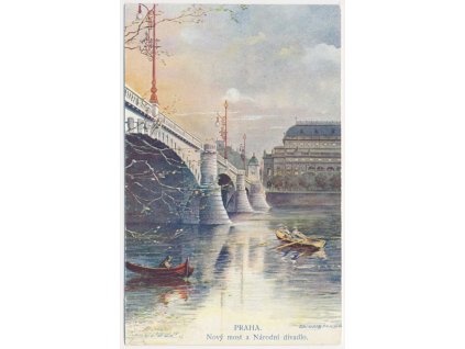 49 - Praha, Nový most a Národní divadlo, cca 1900