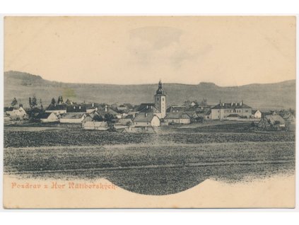 64 - Táborsko, Ratibořské Hory, koláž, celkový pohled na obec, cca 1904