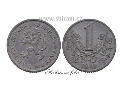 Protektorát Čechy a Morava, mince 1 Koruna, 1942, stav 2/2