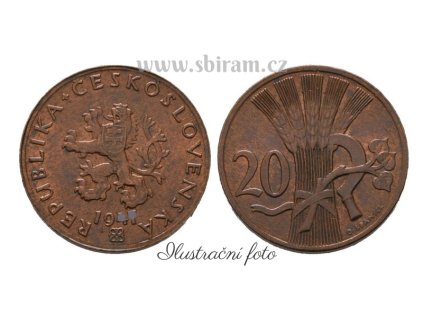 ČSR, mince 20 Haléř, 1948, stav 1/1