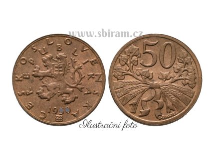 ČSR, mince 50 Haléř, 1949, stav 1/1