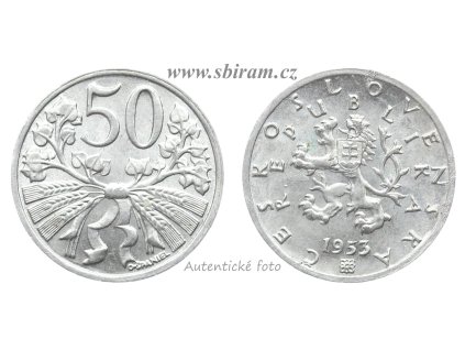 ČSR, mince 50 Haléř, 1953, stav -0/0-