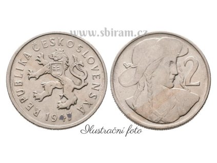 ČSR, mince 2 Koruna, 1947, stav 2/2
