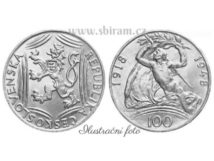 ČSR, mince 100 Koruna 1948 - 30. výročí vzniku ČSR, stav 0/0