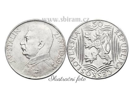 ČSR, mince 50 Koruna 1949 - 70. výročí narození J. V. Stalina, stav 1/1