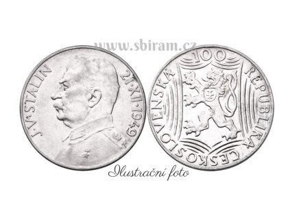 ČSR, mince 100 Koruna 1949 - 70. výročí narození J. V. Stalina, stav 1/1
