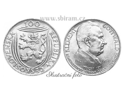 ČSR, mince 100 Koruna 1951 - 30. výročí založení KSČ, stav 1/1