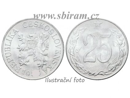 ČSR, mince 25 Haléř, 1953 b, stav 1/1